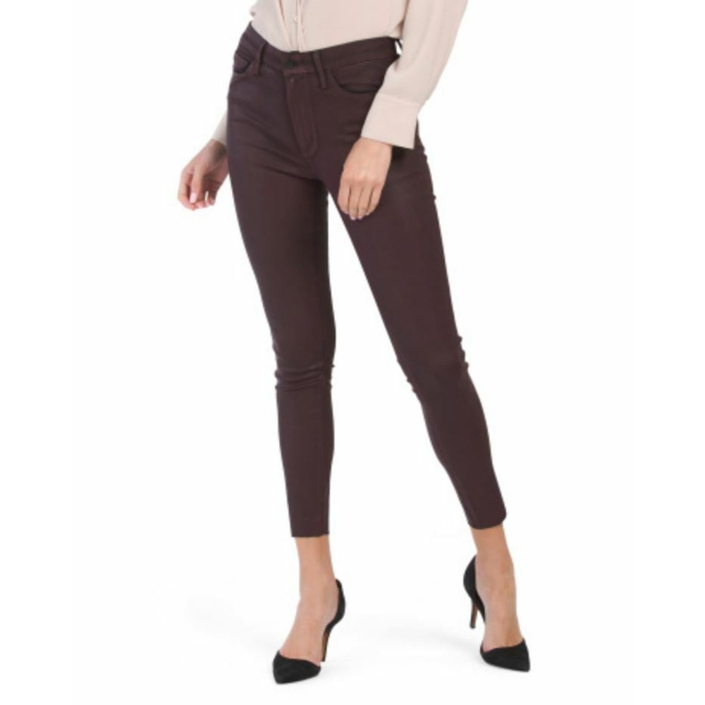 Joe's Jeans Womens High Rise Skinny Ankle Coated Burgundy Red 45GBA2314674 W24
